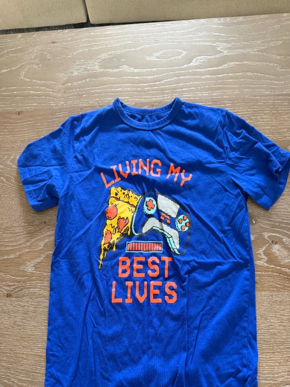 Boys The Children's Place royal blue pizza video games short sleeve t-shirt XXL